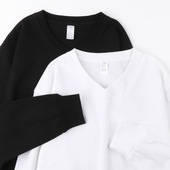 Tops250g日系重磅V领长袖 Cotton Sleeve Pullover TShirt Long