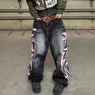 American Printe Unisex Y2K Hop Jeans Hip Gothic Street Baggy