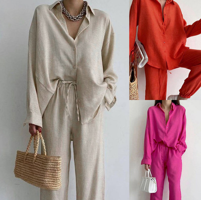 Women's Shirt Trousers Set Europe America 2026 Spring Summer
