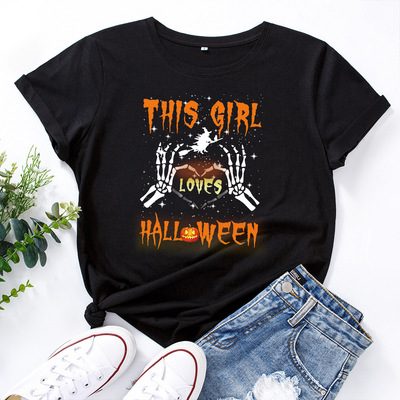 万圣节短袖t恤女halloween t-shirt cotton tee short sleeve