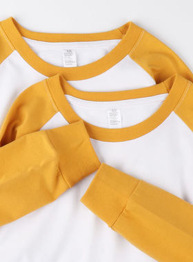 Cotton TShirt Long Sleeve Pullover Tops250g重磅姜黄纯棉纯色