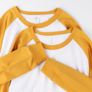 Cotton TShirt Long Sleeve Pullover Tops250g重磅姜黄纯棉纯色