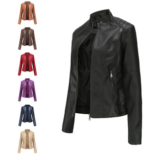 Women Black Coat Biker Autumn Leather Spring 2026 Jackets