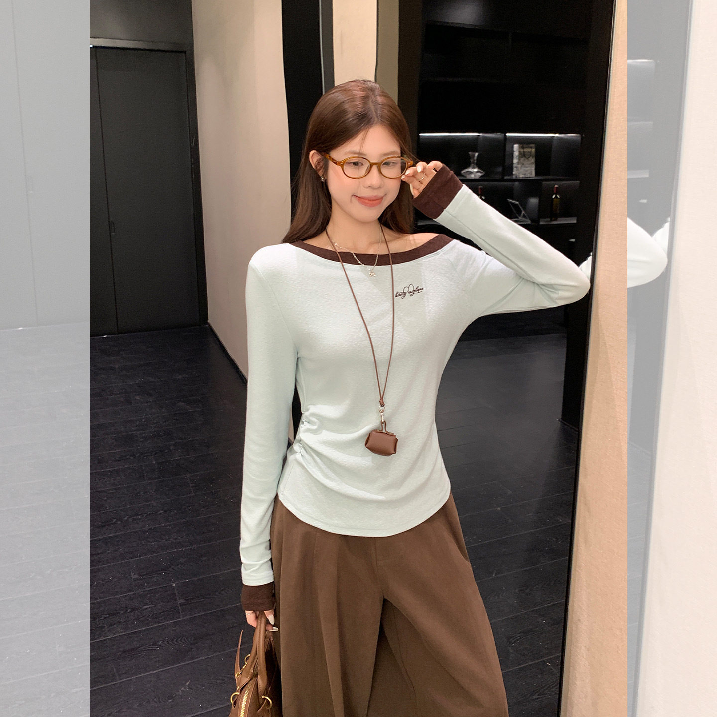 women sexy off shoulder t-shirt female crop top绿色辣妹斜肩