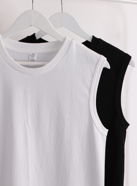 Men Plain Tank Top Women Basic Vest Couple日系复古230g重磅