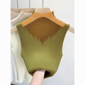female women knitted mesh half top tank vest y2k neck