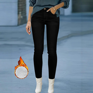 女紧身加绒牛仔长裤women jeans denim pant trouser plus velvet