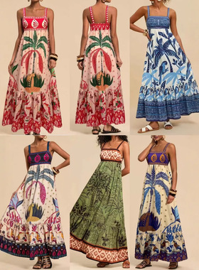 Women NewArrival Boho Dresses Summer Holiday Spaghetti Dress