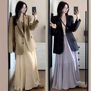 ladies紫色半身长裙女2026新款 skirt 高腰仙女蛋糕裙 long women