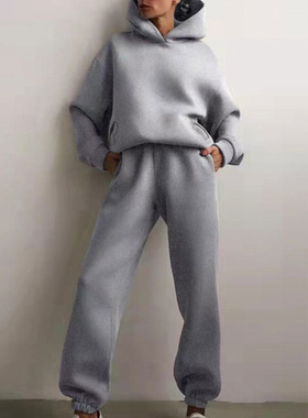 women dress ladies fashion dresses2026新款纯色连帽卫衣长裤