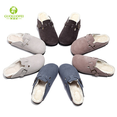 Slippers flipflops Slides Sandals包头套脚秋冬毛毛拖鞋情侣