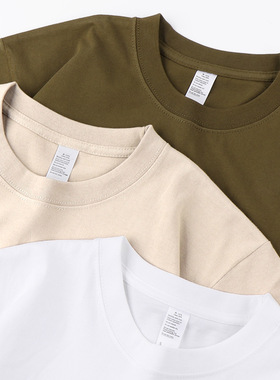 Women Basic T-shirt Heavy t shirt Men日系250g重磅橄榄绿纯棉