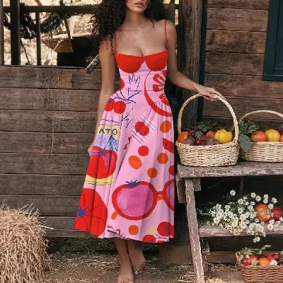 Women Print Bodycon Dress Sling Cold Shoulder Maxi Dresses女
