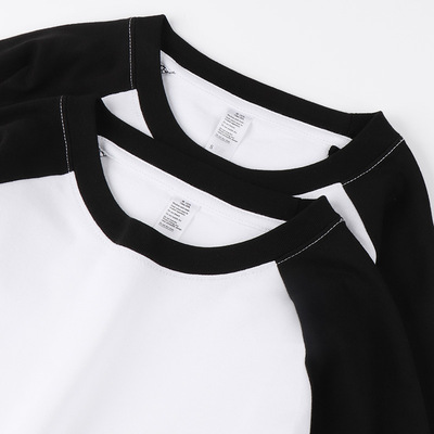 Cotton TShirt Long Sleeve Pullover Tops美式250g重磅黑色插