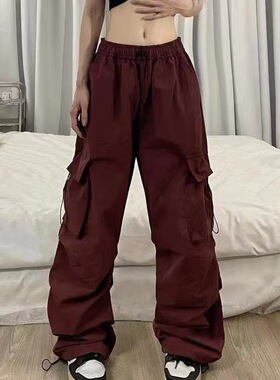 women y2k baggy cargo pants solid low rise joggers pants女裤