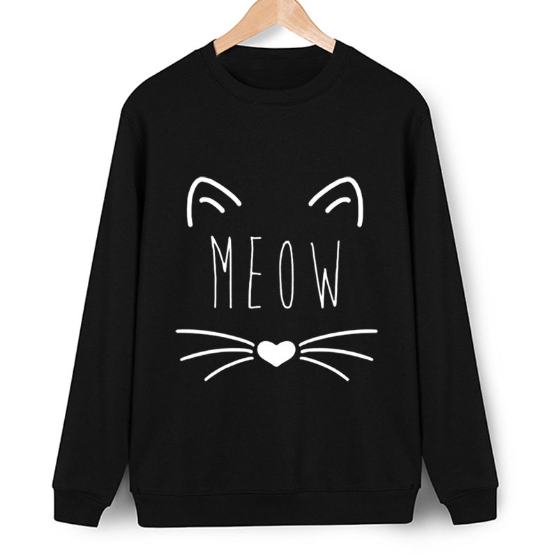 Spring Charm Women Tops hoodie Cotton Sweatshirt Black女卫衣