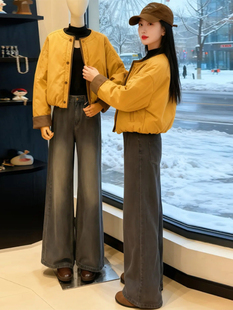 洋气棉服上衣 时尚 撞色高级感轻薄夹棉短外套女装 2025秋冬韩系新款