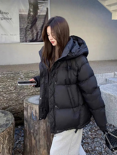 2025冬季流行的女性棉衣美拉德短款小加厚保暖连帽面包衣服棉衣棉