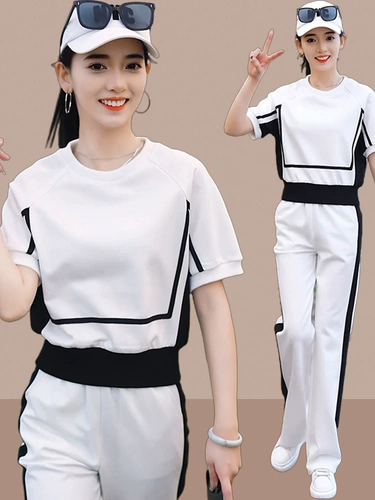 Летний спортивный костюм для отдыха, комплект, в западном стиле, подходит для подростков, короткий рукав