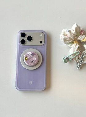 适用苹果17PROMAX磁吸晕染紫色手机壳iPhone16PRO趣味宝石支架15PRO简约保护套14PRO防摔17P