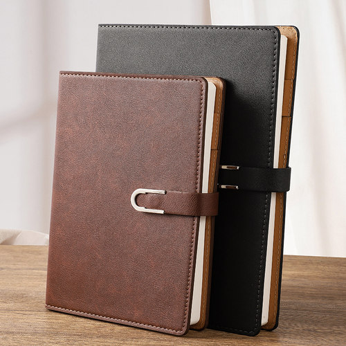 办公用品文具简约B5精致定制包扣高端皮面笔记本记账2025年新款商务工作笔记本子加厚大号会议记事本可印LOGO