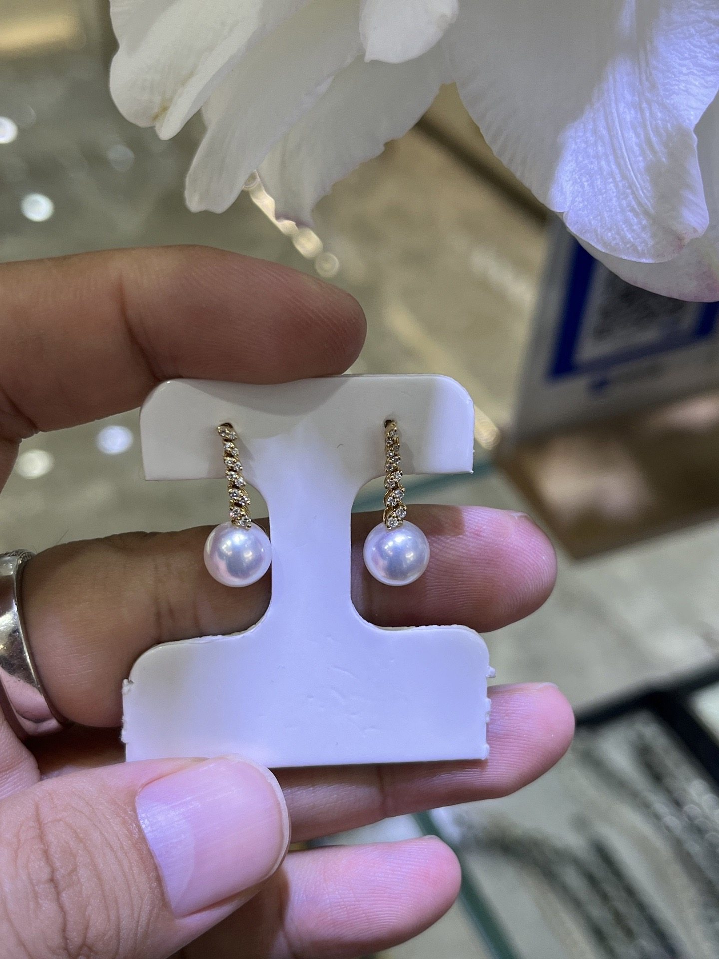 海水akoya钻石耳线 8～8.5mm，完美无瑕！ 18k天然钻石镶嵌,珠宝/钻石/翡翠,耳饰,淘宝优惠券,粉丝福利购,淘宝优惠卷