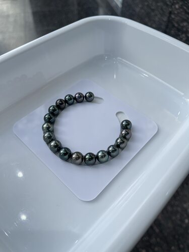 超适合男生的大溪地手串 正圆10～10.8mm，整体颜色深色系