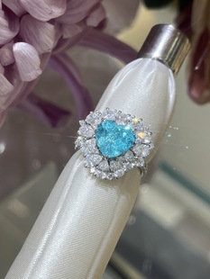 培育帕拉伊巴e4.9ct 培育钻石d2.254ct戒指18k镶嵌