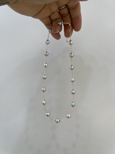 新品 8～8.5mm极光真多麻满天星项链 18k镶嵌