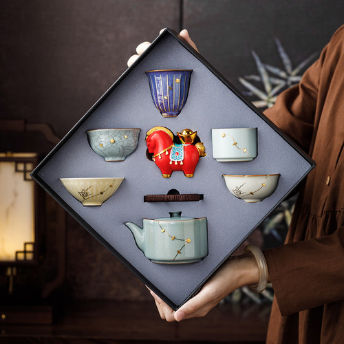 五大名窑茶具套装茶杯生日礼物