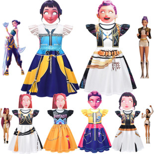 KPop猎魔女团服装 Zoey鲁米rumi儿童万圣节cos衣服 女童连衣裙Mira