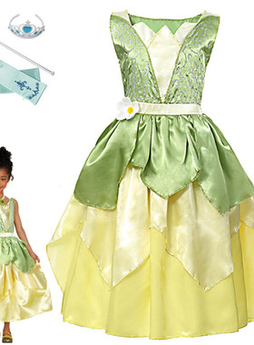 万圣节儿童服装tiana蒂安娜女童连衣裙礼服儿童青蛙公主裙子夏装