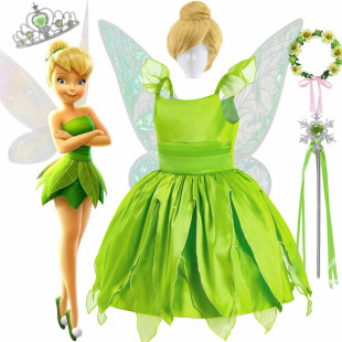 儿童万圣节演出服装女童花仙子绿精灵裙子小叮当Tinkerbell连衣裙