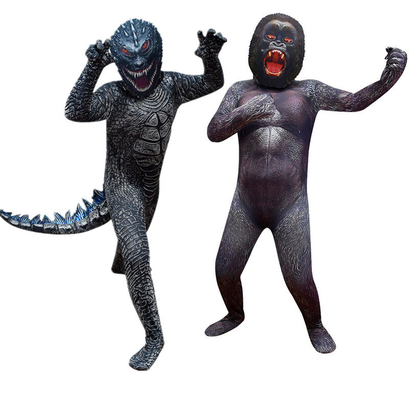 燃烧红莲哥斯拉大战金刚基多拉怪兽之王儿童万圣节衣服装cosplay