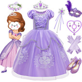 女童苏菲亚公主裙sofia在逃公主cosplay表演服装 索菲亚蓬蓬礼服裙