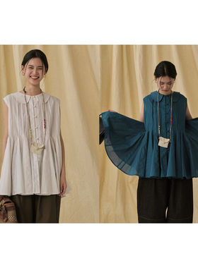 popoup26SS“nabi”两穿压褶大容量无袖上衣