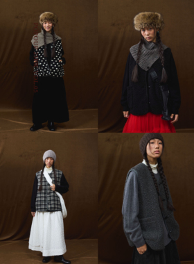 popoup25FW “冬至”格纹波点双面可穿羊羔毛马甲