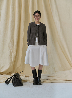 popoup26SS 鼓拨针亚麻春夏轻薄手工钩花针织开衫