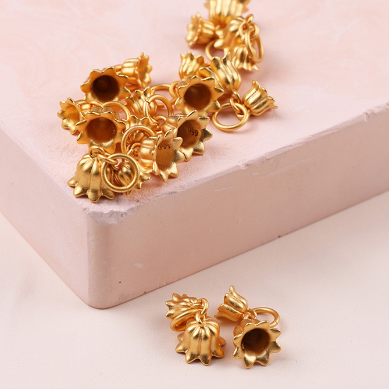 金色花蕾吊坠金属饰品配件手工编织手链项链吊坠配饰手串diy材料