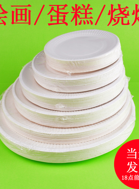 一次性白色纸盘纸碗幼儿园创意手工diy圆形绘画蛋糕烧烤餐具纸碟