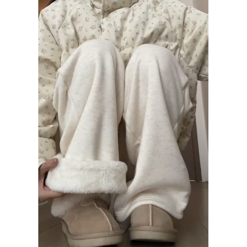 超厚羊羔绒运动裤女秋冬2026新款宽松棉裤休闲小个子阔腿加绒卫裤
