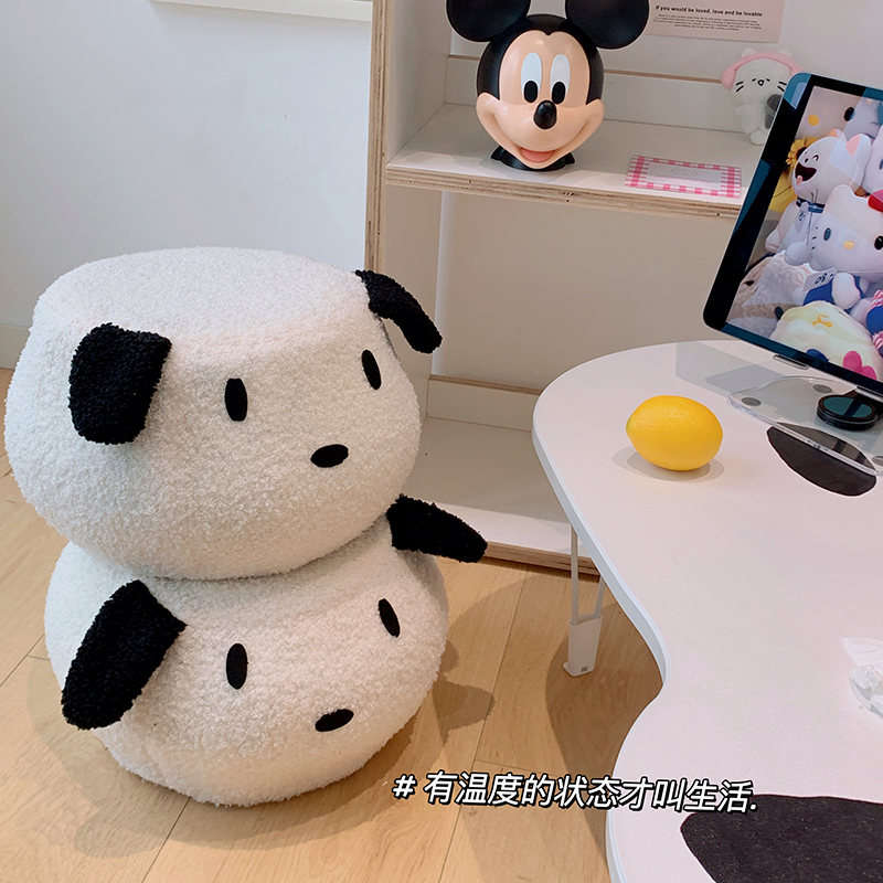 卡通帕恰狗换鞋凳客厅卧室小矮凳幼儿园儿童房可爱小凳子羊羔绒