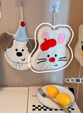 珊瑚绒小狗nice厨房厕所干手毛巾