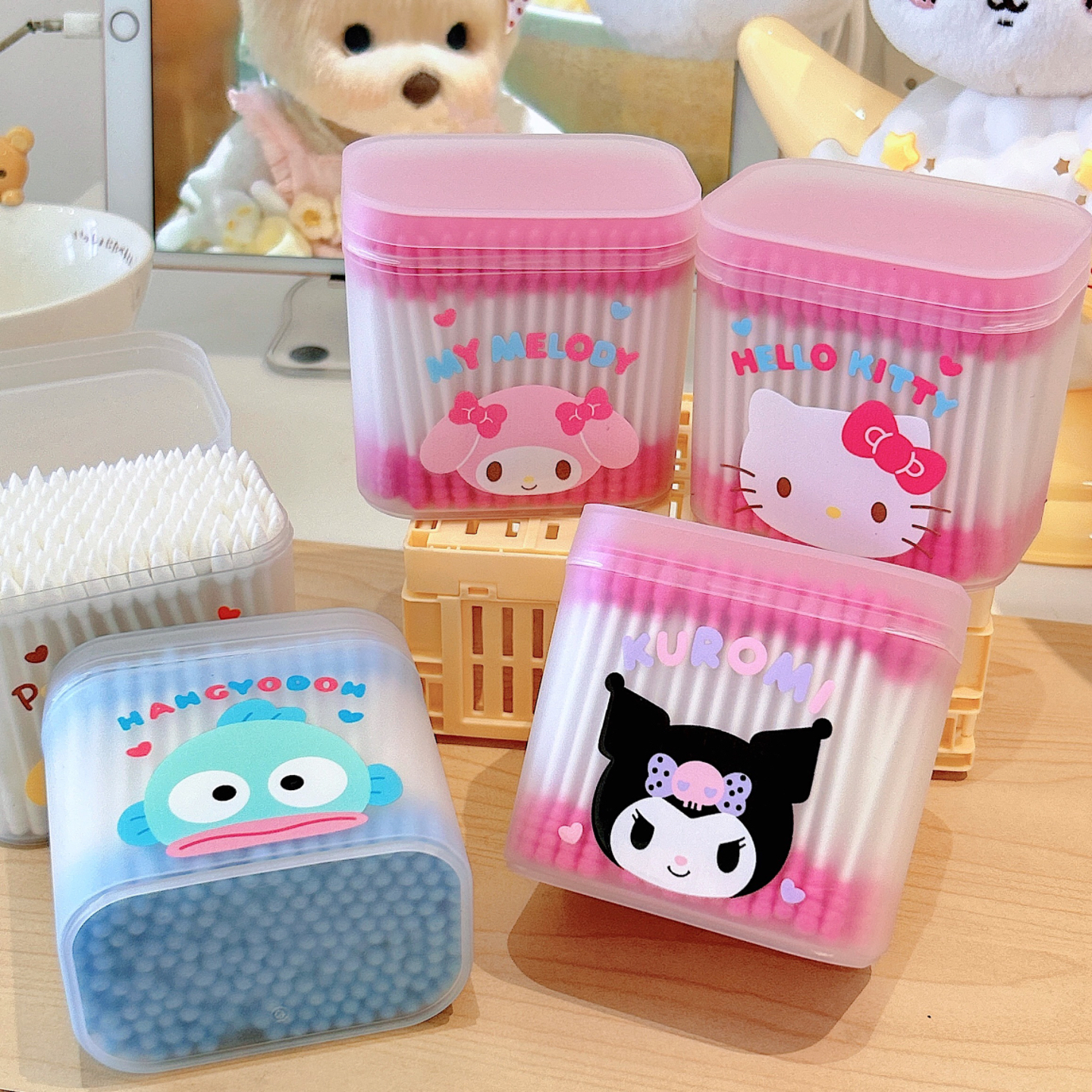 可爱双头棉签200支一次性棉棒可爱库洛米美乐蒂化妆棉棒耳勺清洁