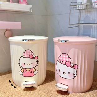 可爱猫咪带盖脚踏垃圾桶家用大容量垃圾篓厕所厨房废纸篓高颜值