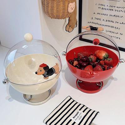 腊肠狗沥水果盘客厅家用茶几过年瓜子糖果盒零食摆放盘滑盖果盆