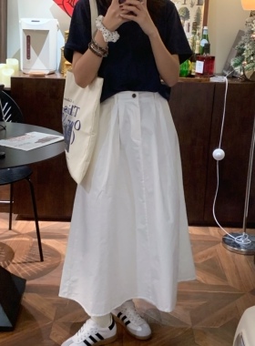三吉韩系甜美百搭A版半身裙  小白裙卡其色半裙