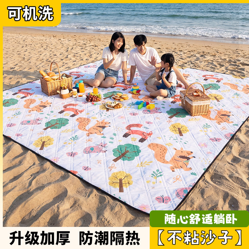 便携沙滩垫防水防沙海边户外野餐垫防潮垫加厚露营地垫草地婴儿