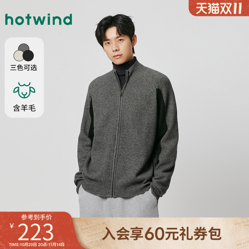 热风2025年冬季新款男拉链针织衫