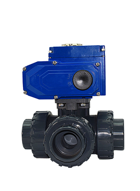 新款电动UPVC塑料三通球阀Q624F-10S T型L型耐酸碱dn15 20 25现货